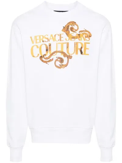 Versace Jeans Couture Logo-print Cotton Sweatshirt In White