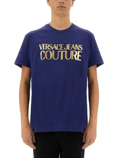 Versace Jeans Couture T-shirt With Logo In Blue