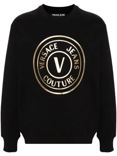 Versace Jeans Couture "v-emblem" Sweatshirt In Black