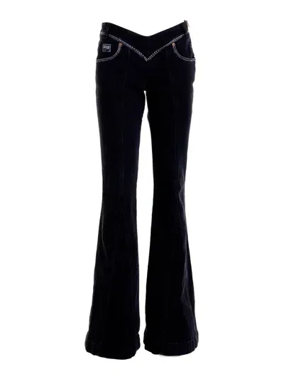 Versace Jeans Couture Low-rise V Waistband Flare Jeans In Black