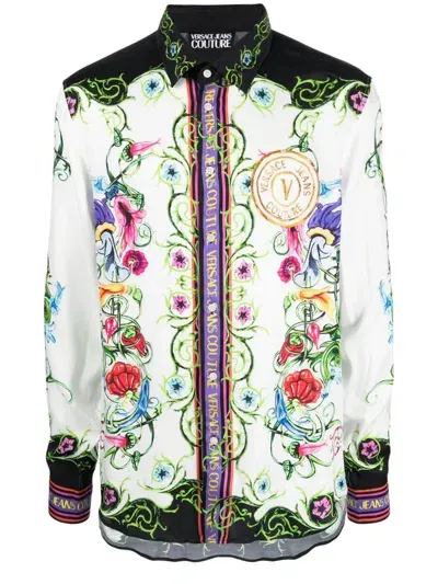 Versace Jeans Couture Logo-print Long-sleeve Shirt In Multicolor