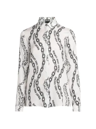 Versace Jeans Couture Chain Couture-print Long-sleeved Shirt In White