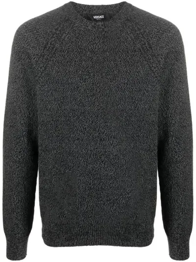 Versace Greca-trim Cashmere Jumper In Grey