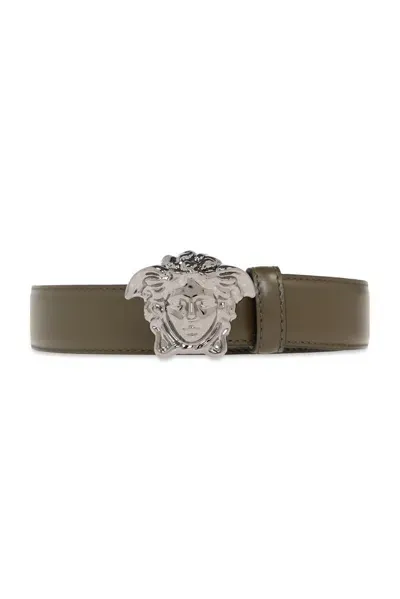 Versace La Medusa Greca Buckle Belt In Green