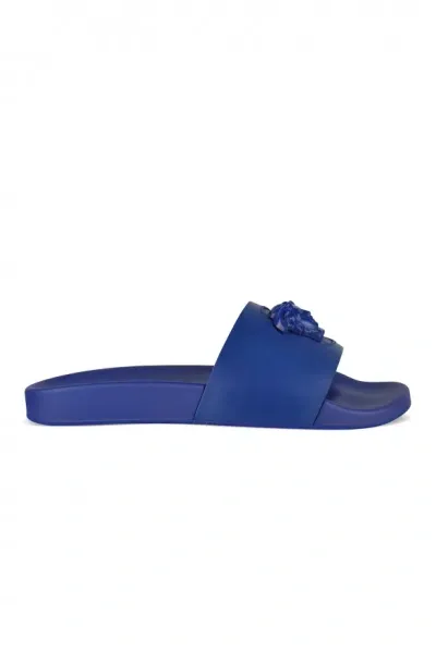 Versace La Medusa Slides In Blue