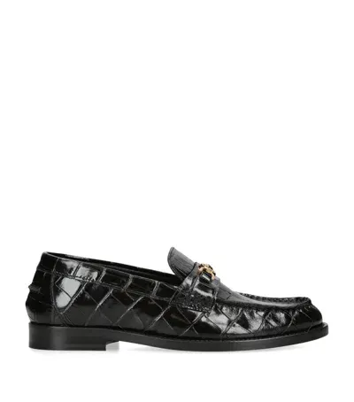 Versace Leather Medusa Loafers In Black