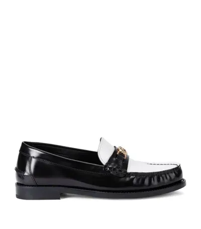 Versace Leather Medusa Loafers In Black