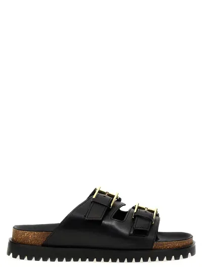 Versace Leather Sandals In Black