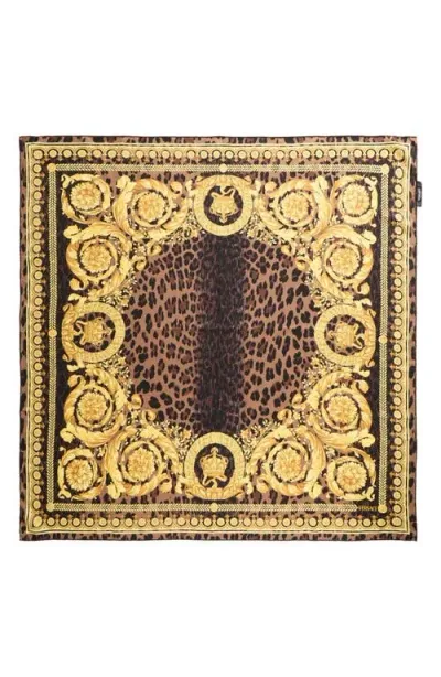 Versace Wild Barocco Silk Scarf In Brown