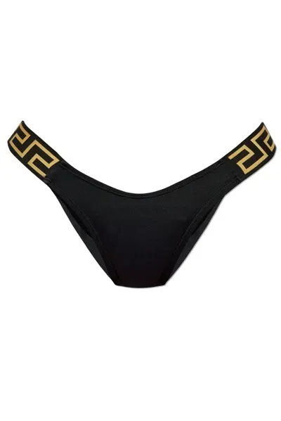 Versace Logo Band Swimsuit Bottom In Black