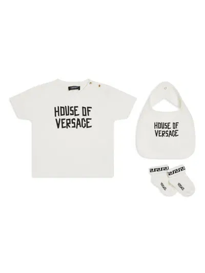 Versace Babies' Logo-print T-shirt Set In White