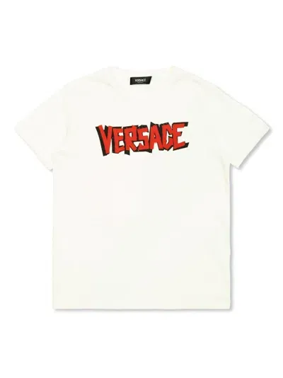 Versace Kids' Logo-print T-shirt In White