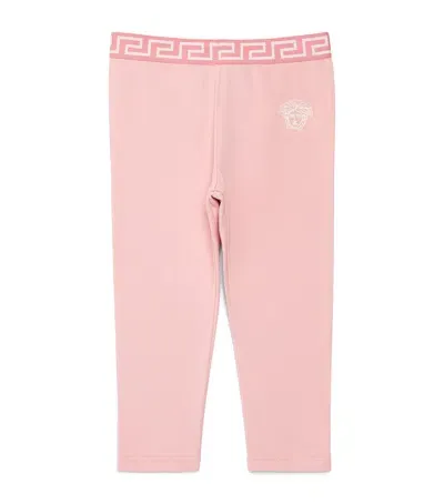 Versace Kids' Logo-waistband Leggings In Pink