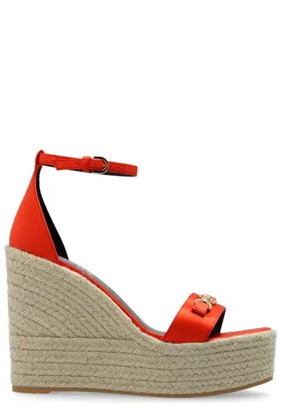 Versace Medusa 95 Wedge Sandals In Orange