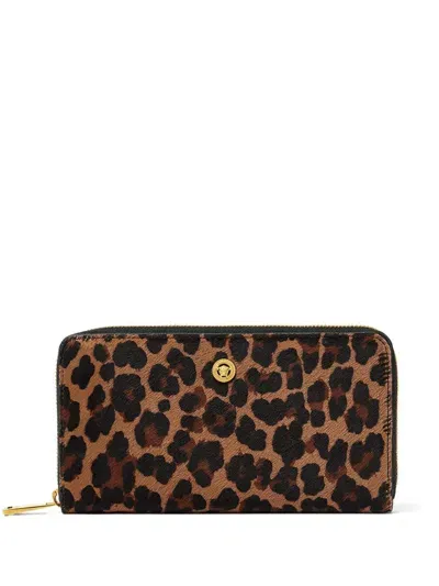 Versace Medusa Biggie Leopard-print Wallet In Brown