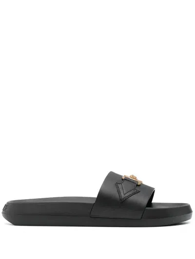 Versace Medusa Biggie Moulded-footbed Slides In Black