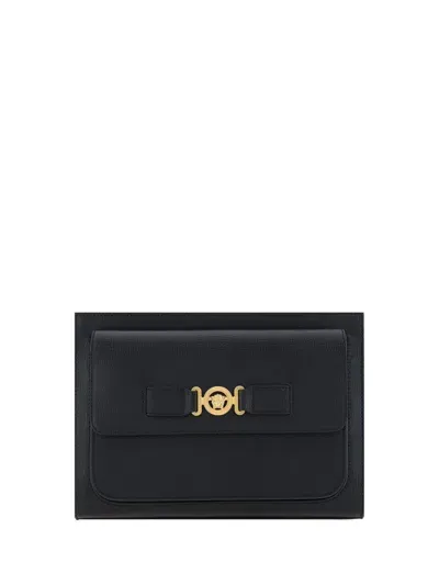 Versace Medusa Biggie Zipped Large Clutch Bag In Black