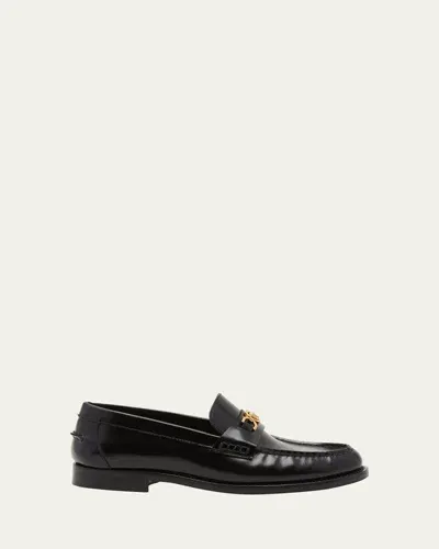 Versace Black Leather Medusa 95 Loafers