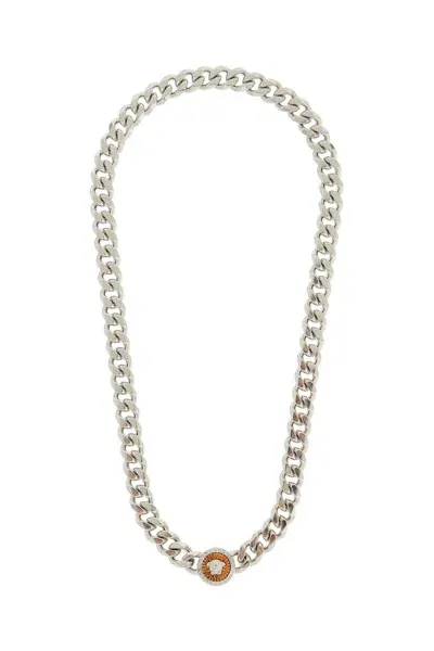 Versace Medusa Chain Necklace With Pendant In Metallic