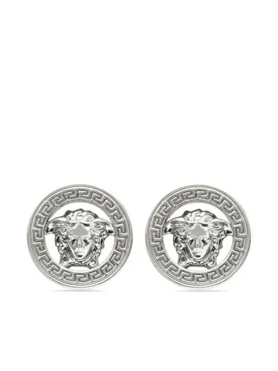 Versace Medusa Head Earrings In 银色