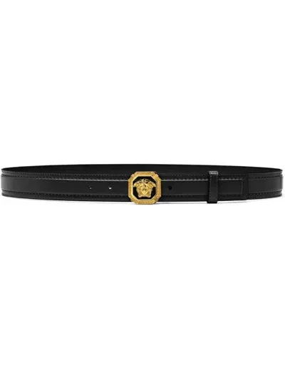 Versace Medusa Leather Belt In Black