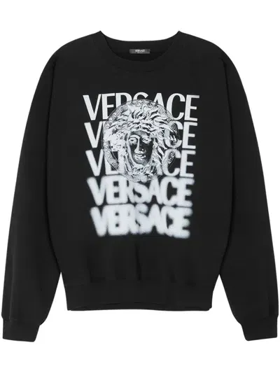 Versace Medusa Medallion Sweatshirt In Black+print