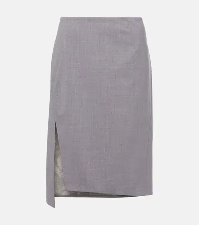 Versace Mélange Wool-blend Pencil Skirt In Grey