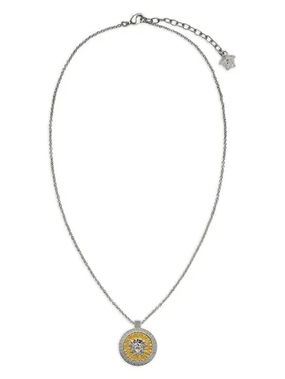 Versace Men's Ic Crystal Necklace With Pendant And Chain In Gold