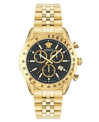 Versace Men's Swiss Chronograph Gold Ion Plated Stainless Steel Bracelet Watch 44mm