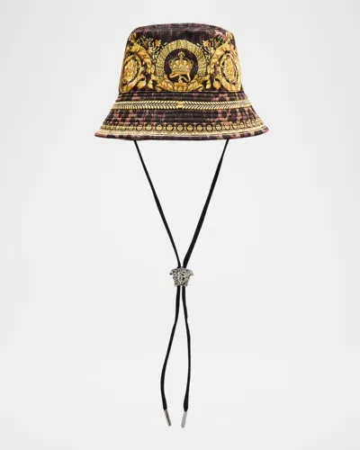 Versace Men's Wild Barocco Bucket Hat In Chestnutgold