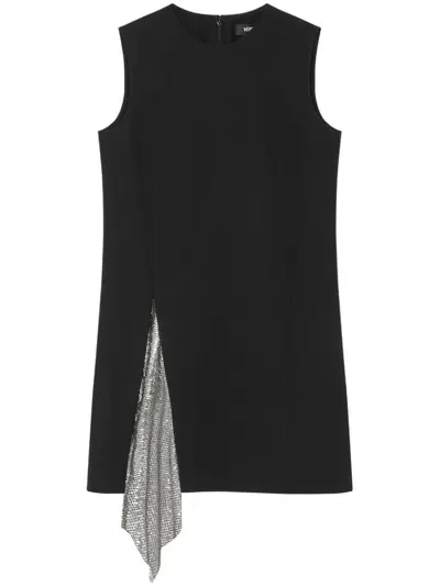 Versace Mesh-insert Shift Mini Dress In Black