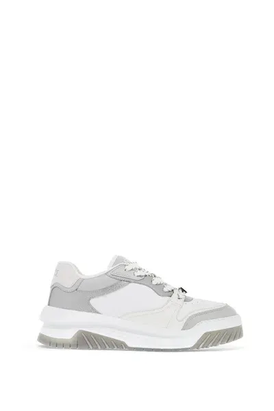 Versace Odissea Leather Sneakers In Gray