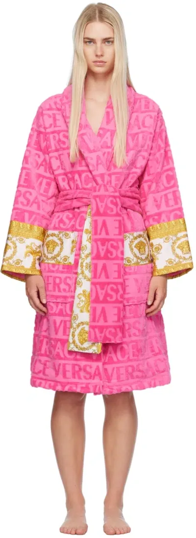 Versace Pink 'i Heart Baroque' Robe In Z4584 Fuxia 2