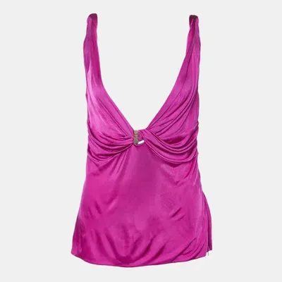 Pre-owned Versace Pink Jersey Knotted Sleeveless Top M