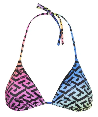 Versace Printed Bikini Top In Multicolor