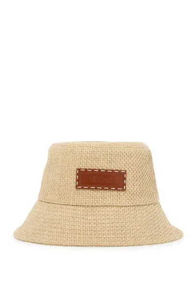 Versace Raffia Bucket Hat For In Beige