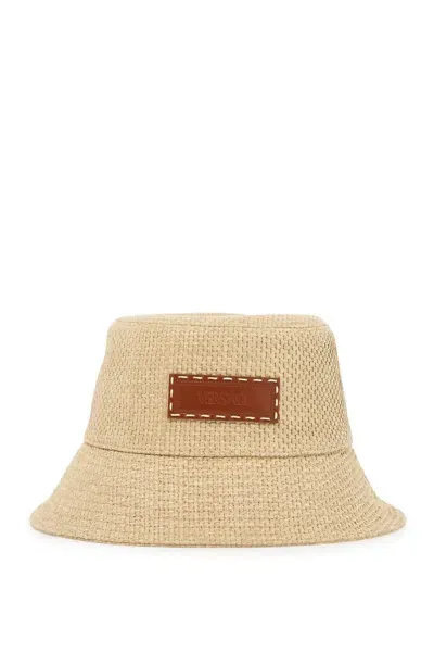 Versace Raffia Bucket Hat For In Neutrals