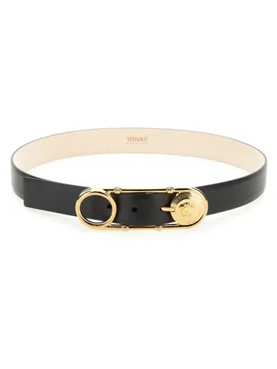 Versace Safety Pin Belt In Black