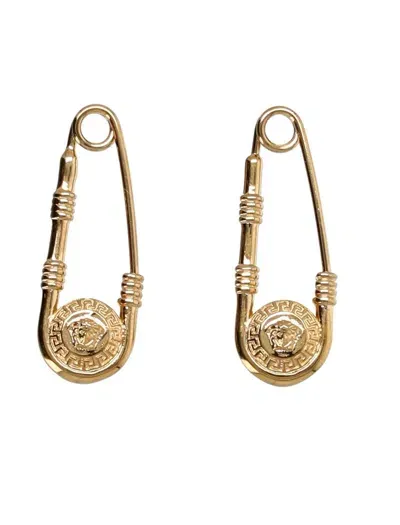 Versace Safety Pin Earrings In  Gold