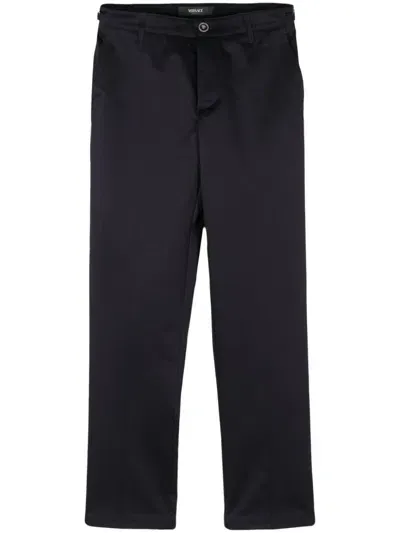 Versace Medusa Head-motif Cotton Trousers In Blue