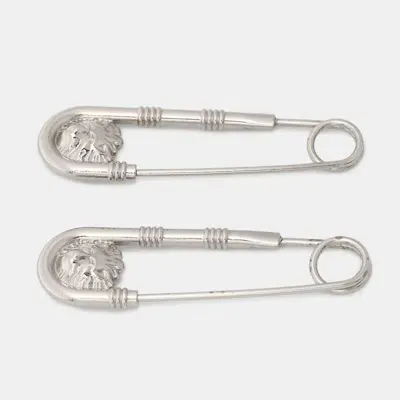 Pre-owned Versace Silver Tone Safety Pin Brooch Set Of Two