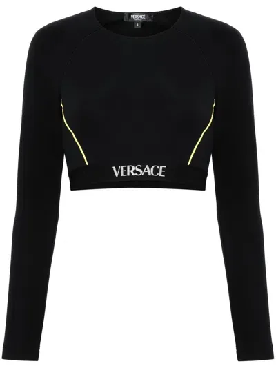 Versace Sports Top With Logo Band In Black