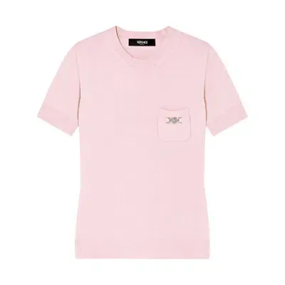 Versace Cashmere-blend Knit Top In Light Pink