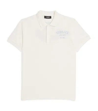 Versace Kids' Varsity Print Polo Shirt In White