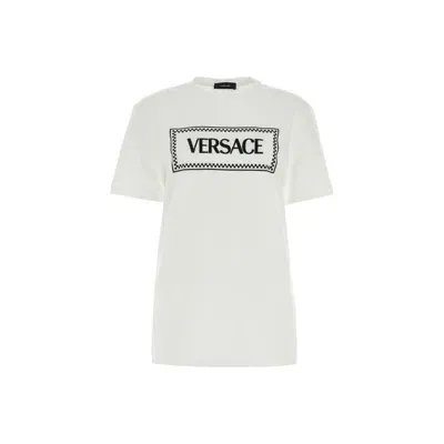 Versace Logo Printed Crewneck T In White