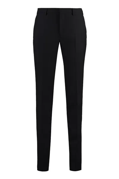 Versace Virgin Wool Trousers In Black