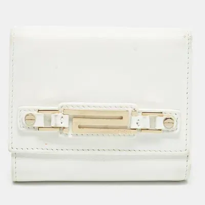 Pre-owned Versace White Leather Trifold Compact Wallet