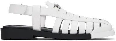 Versace Strappy Leather Sandals In White