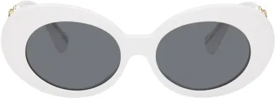 Versace White Medusa Biggie Oval Sunglasses In 314/87 - White