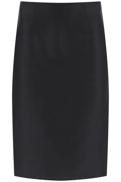 Versace Wool Silk Pencil Skirt In Black